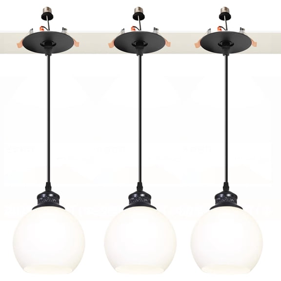 Kiven Can Lights Retrofit Recessed Lighting with E26 Power Outlet Adapter, 4/5/6 Inch Replacement Conversion Kit, 3 Pack Frosted Glass Pendant Lighting Fixture for Hallway Kitchen TB3510