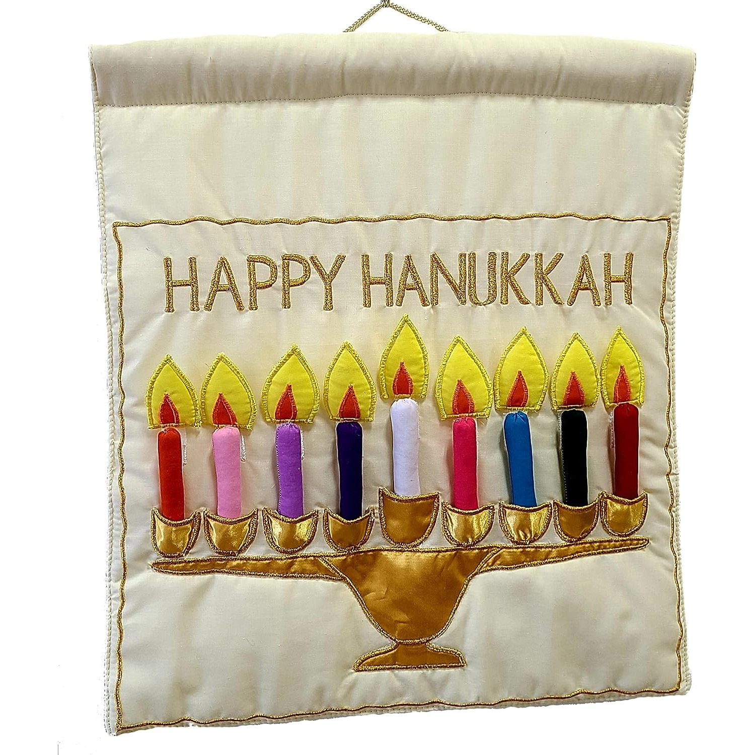 SEYATPOOL Hebrew Ivory Hanukkah Menorah Wall Hanging, Holiday Décor