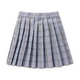 thumbnail image 4 of Plaid Skirt Women Relaxed Fit High Waist Pleated Mini Skirt A Line Tartan Skirt Casual Spring Fall Light Gray M, 4 of 4