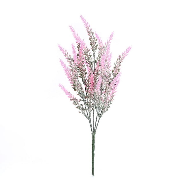 Decoración de boda, flores falsas, decoración de mesa de flores de plástico, accesorios para arreglos florales en macetas, simulación de flocado de 5 tenedores, lavanda y trigo