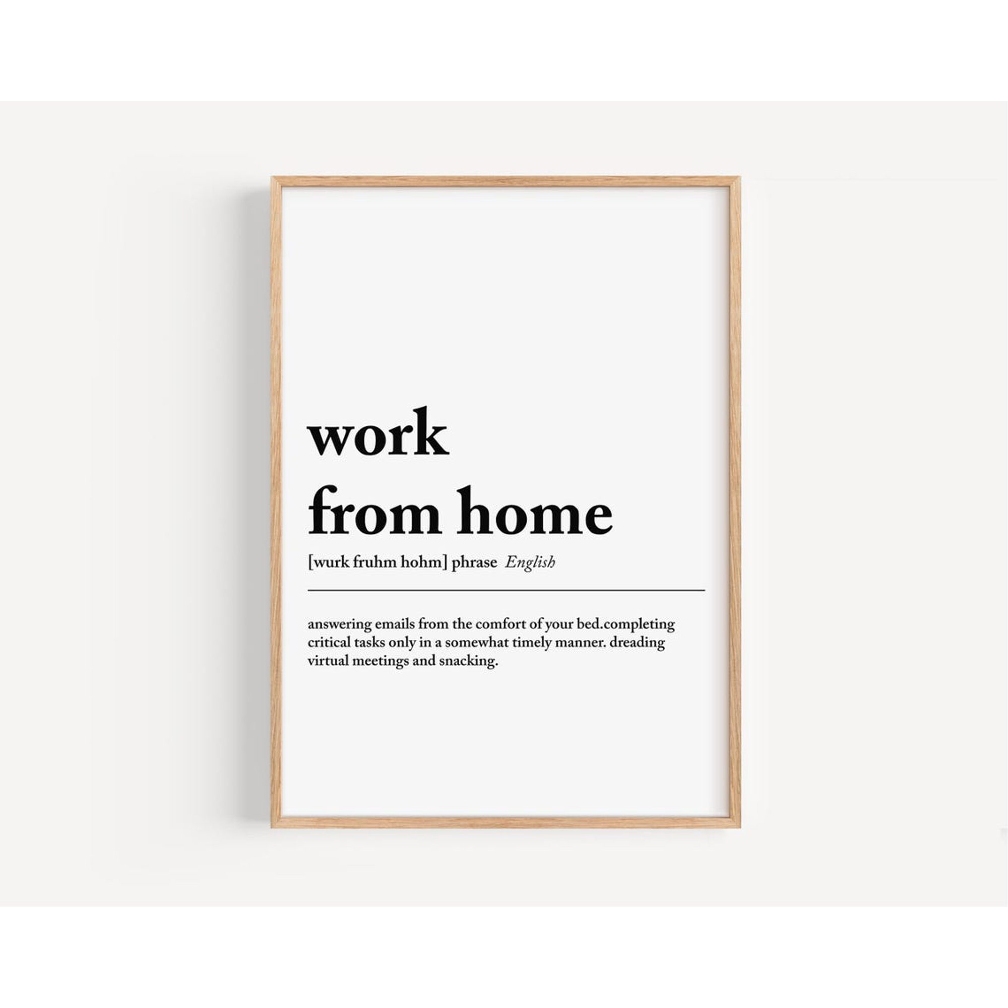 Work From Home Definition Wall Art Print Minimalist Office Typography And Remote Work Decor