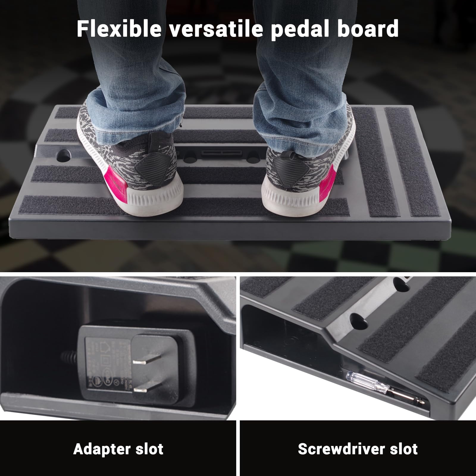 Kojooin Guitar Pedal Board, 22 x 11 Inch Aluminum Effects Board with Carry Bag, Cables and Hook Tape for Stage or Studio