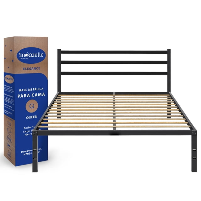 Magma Life Base de Cama Queen Size con Cabecera de Metal Resistente, Plataforma con Espacio de Almacenamiento, Fácil Armado, Soporte Antideslizante para Colchón, Diseño Moderno y Duradero, Estabilidad