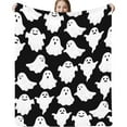 thumbnail image 4 of Dmlowu Halloween Throw Blanket, Fluffier Soft Ghost Throw Blanket, Warm Fleece Blanket, 39x59 inch Fall Throw Blanket for Holiday Party Halloween Decorations Outdoor & Indoor, Black, 4 of 8