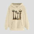thumbnail image 2 of YUGYXL Women Sweatshirt Cute Giraffe Print Pullover Hoodie Long Sleeve Tops Pullover Y4K Crewneck Sweatshirt Beige XXL, 2 of 5