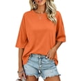 thumbnail image 2 of beishanbush Summer Sales Saving $10 Summer T Shirts Women's Oversized T-Shirt,Half Sleeve Boxy Neck Loose Overcut Shoulders Casual Under $10, 2 of 8