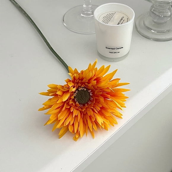 suxuMhao Artificial Flowers-6 Pcs 15.75IN Gerbera Artificial Mums,Fake Mums for Indoors, Artificial Mums for Outdoors,Fall Mums, Faux Mums for Outdoor Planters,Realistic Decor Blooms,Orange