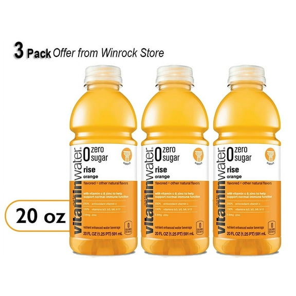 Vitaminwater Rise Zero Sugar Orange Flavored Water Beverage, 20 fl oz (3 Pack)