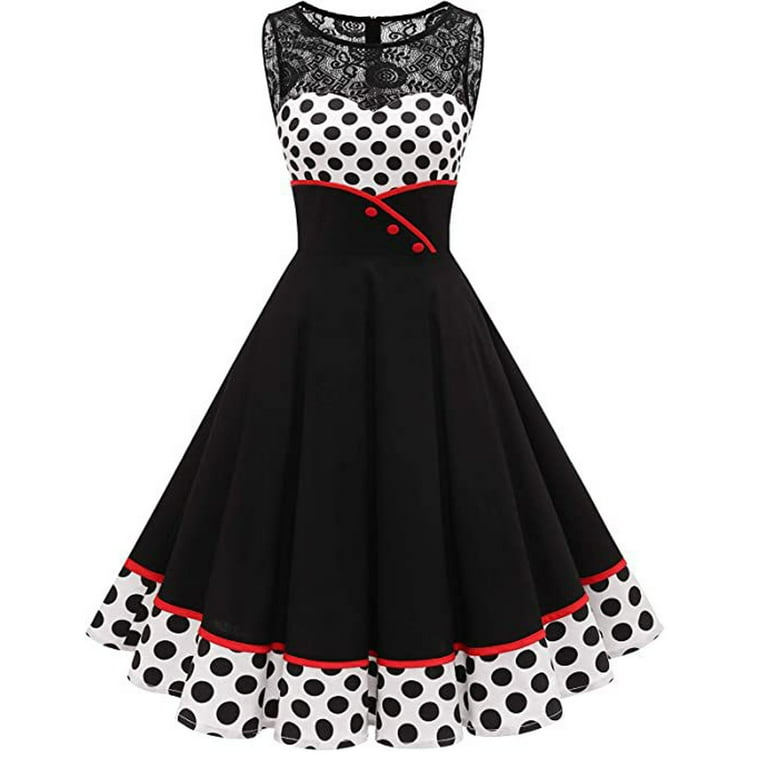 YYDGH Women's 50s 60s Vintage Dress Floral Lace Polka Dot Retro Rockabilly Dresses Sleeveless Crew Neck Cocktail Party Swing Dress Black XXL - Walmart.com YYDGH Women's 50s 60s Vintage Dress Floral Lace Polka Dot Retro Rockabilly Dresses Sleeveless Crew Neck Cocktail Party Swing Dress Black XXL - Walmart.com