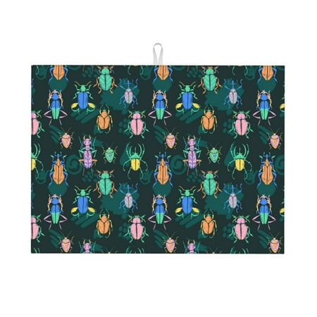 

Zeuib Bright ladybugs Print Dish Drainer Kitchen Counter Kitchen Drying Mat Heat Resistant Drainer Mats Easy to Clean Dish Rack Pad