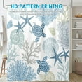 thumbnail image 3 of Dznils Nautical Coastal Shower Curtain with Hooks, Blue Turtle Fabric Bathroom Curtain, 72" x 72", 3 of 9