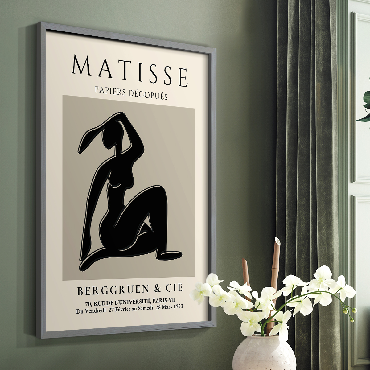 Matisse CLVI Framed Print in Gray Solid Wood 22 x 28 Framed Print