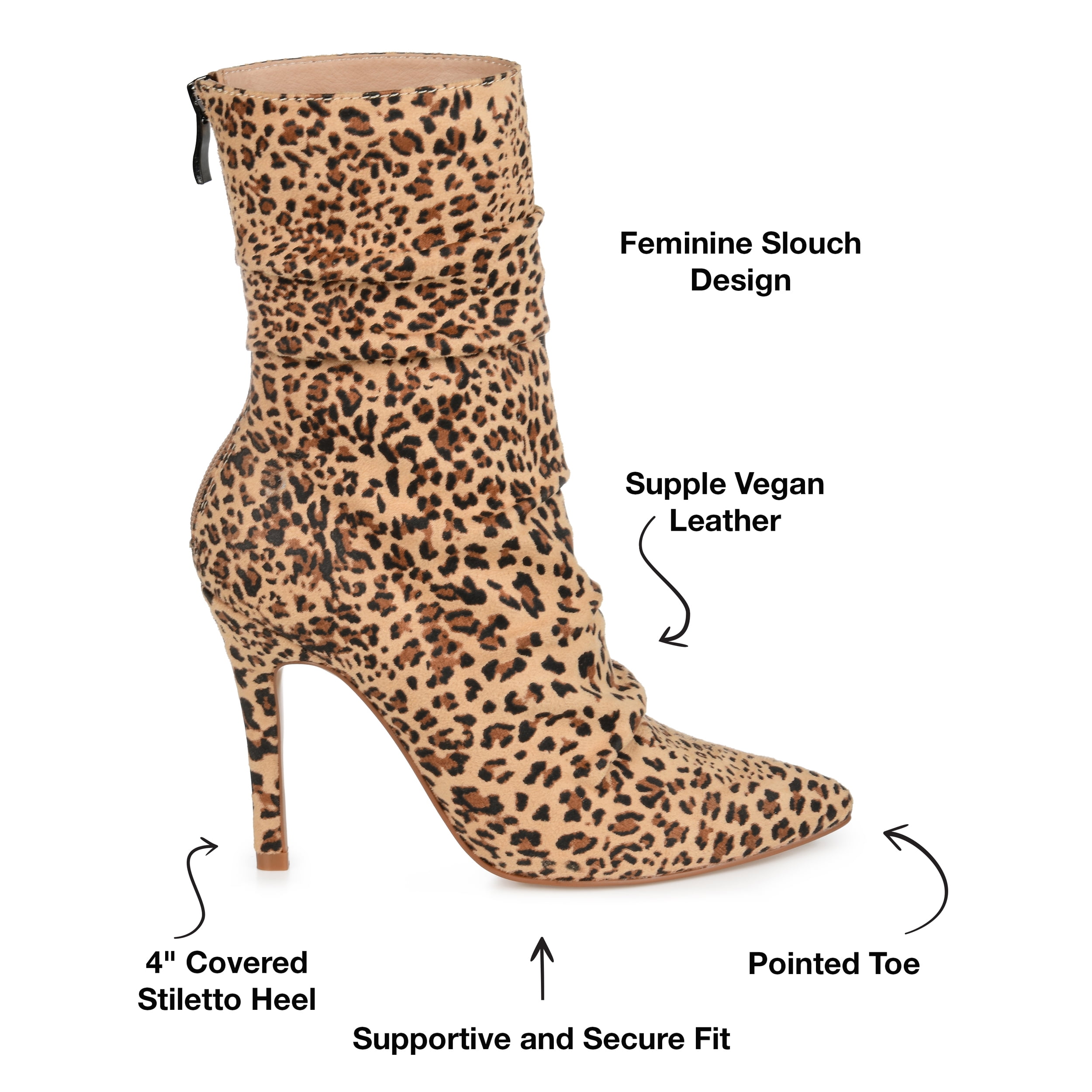 Journee Womens Markie Back Heel Zip Stiletto Booties, Widths Available