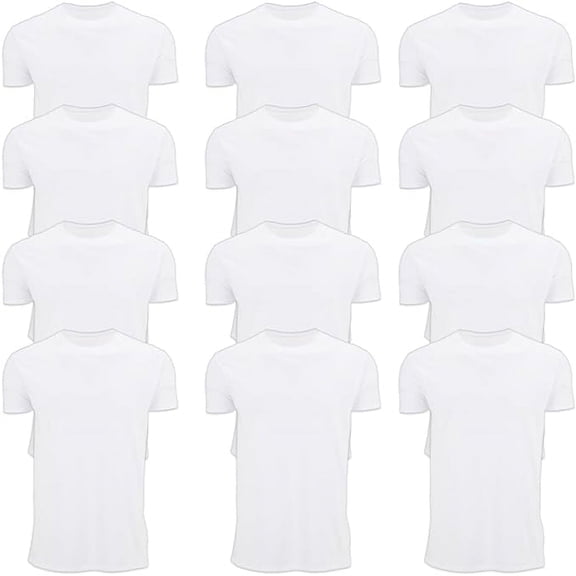 BILLIONHATS 12 Pack Plus Size Men Cotton White T-Shirt Bulk Big Tall Short Sleeve Lightweight Tees