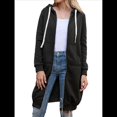 thumbnail image 2 of Sudadera con Capucha y Cremallera para Mujer, Chaqueta Informal de Larga para Otoño, Chaquetas Largas de Otoño con Bolsillos, Túnica Negro M, 2 of 9