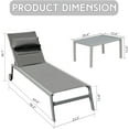 thumbnail image 2 of 3PCS Patio Chaise Lounge Chair Sets with Side Table, Textilene Reclining Chair w/ Adjustable Backrest, 2 Wheels and Aluminum Frame, Outdoor Recliners for Poolside Beach Balcony (Gray), 2 of 6