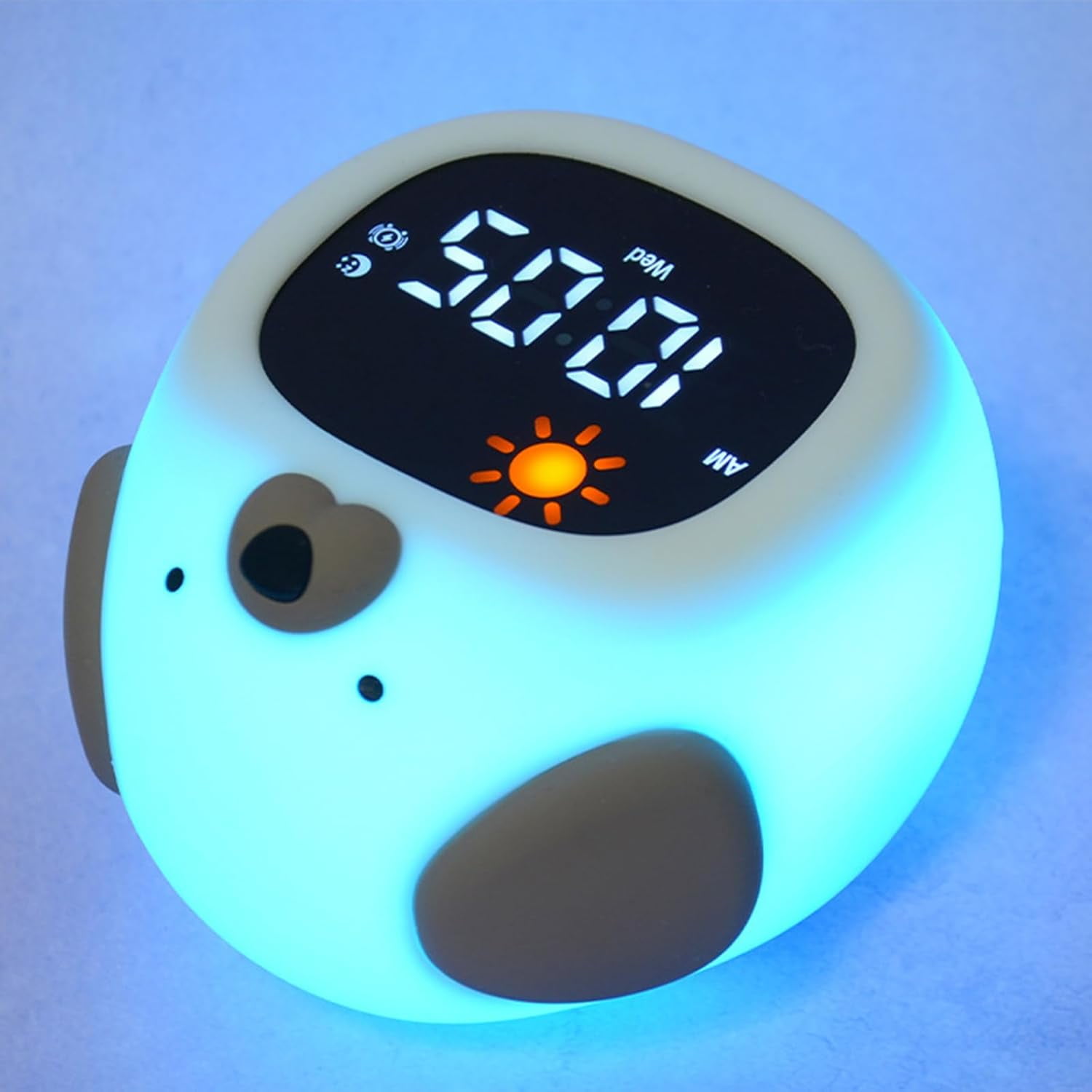 Puppy Animal Alarm Clock With Night Light, USB Rechargeable Sleep Trainer With 6 Music Modes For Bedroom