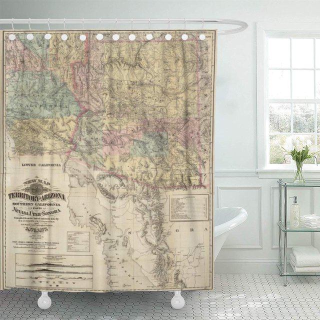 ABPHQTO California New Map of The Arizona Based War Department Cortina de ducha 150x180 cm