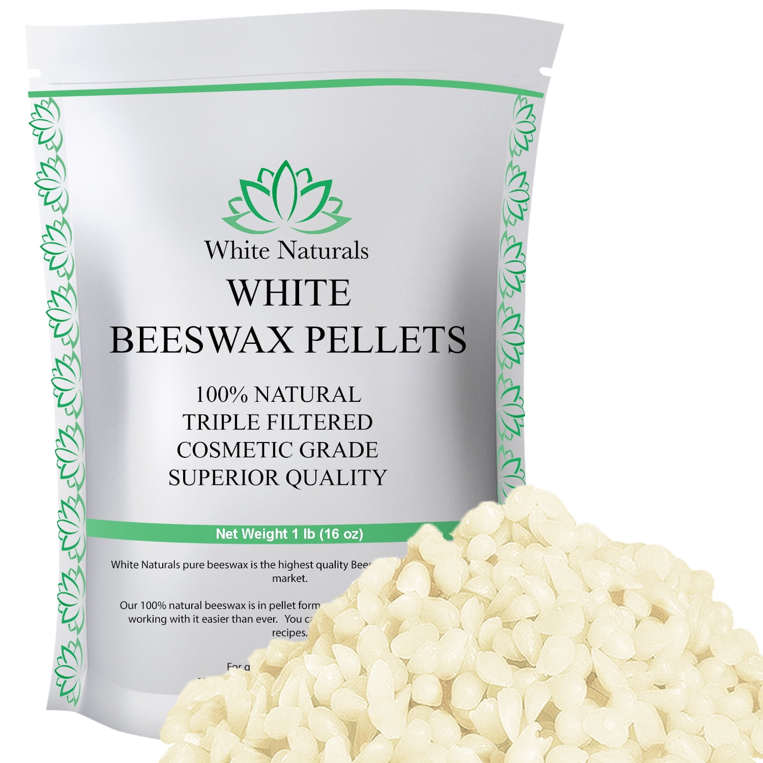White Beeswax Pellets 1 lb, Organic, Pure, Natural, Cosmetic Grade