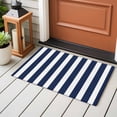 thumbnail image 5 of Navy Blue Striped Large Area Rugs for Bedroom Living Room, Soft Non Slip Carpet Bedside Rug, Modern Farmhouse Blue White Stripes Rectangular Floor Cover Kitchen Accent Rug 2'x3' for Office, 5 of 9