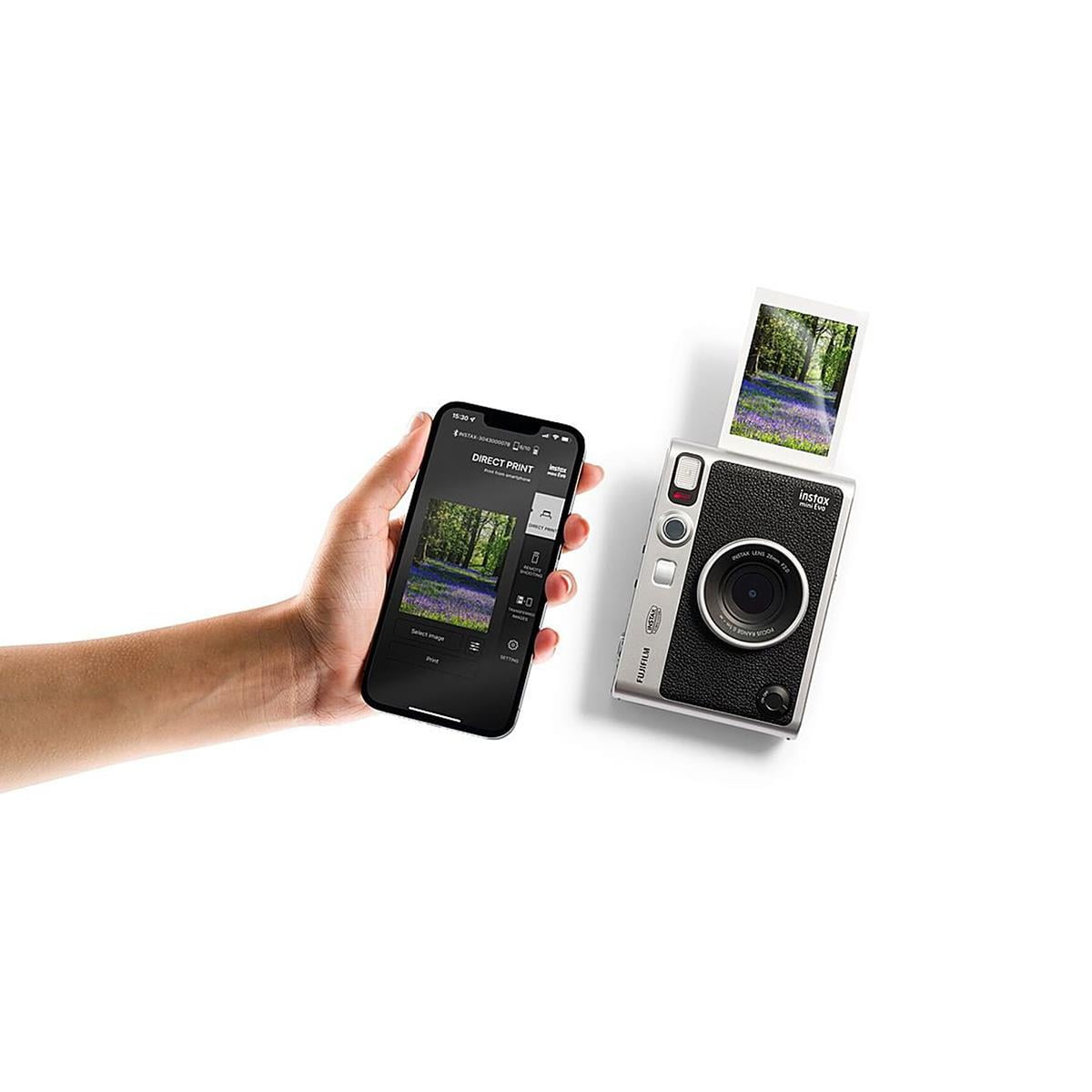Instax Mini Evo Instant Film Camera, Black + Essentials Kit