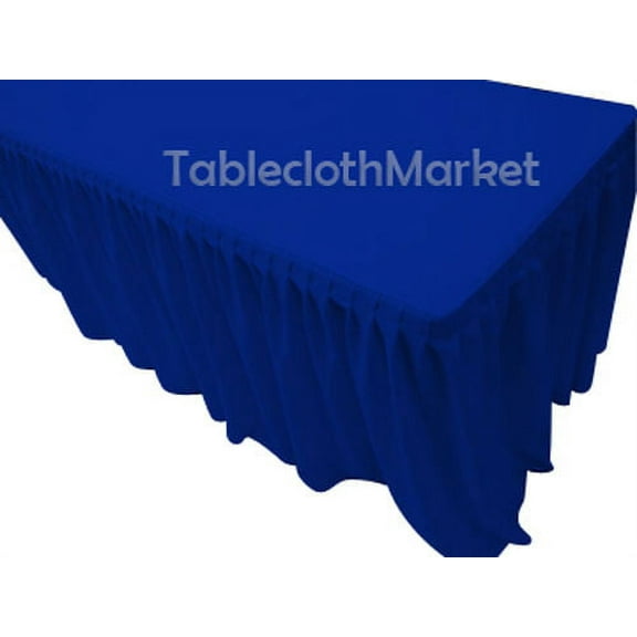 8' Fitted Table Skirting Cover w/Top Topper Single Pleated Trade show Royal Blue"