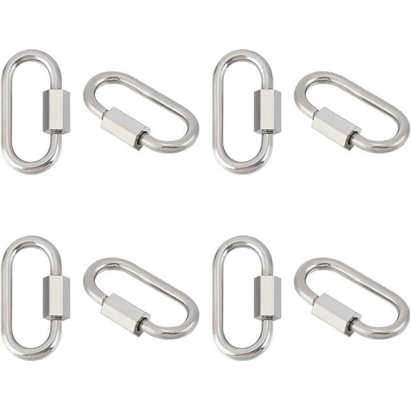 8Pcs 304 Stainless Steel Screw Carabiner Lock Charms Oval Keychain Clasps Platinum Keychain Clip Hook Quick Link for DIY Bracelet Necklaces Keychain Jewelry Making