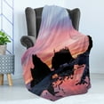 thumbnail image 4 of National Parks Soft Flannel Fleece Blanket, Sunrise in Slow Moving Stream Pinky Soft Colored Misty Skyline Mystic Beach, Cozy Plush for Indoor and Outdoor Use, 70" x 90", Multicolor, by Ambesonne, 4 of 5
