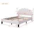 thumbnail image 4 of Full Size Upholstered Platform Bed with Flower Headboard,Velvet Bed Frame for Kids Boys Girls,Beige, 4 of 8