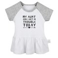thumbnail image 1 of My Aunt And I Got In Trouble Today Funny Dresses For Baby, Newborn Babies Skirts, Infant Princess Dress, 0-24M Kids Graphic Clothes (Gray Raglan Dresses, 6-12 Months), 1 of 4