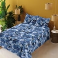thumbnail image 2 of Ambesonne Stem Pattern Fitted & Flat Sheet with Shams 4 Pcs Set, Retro Flowers Grunge, King, Lavender Blue Ceil Blue, 2 of 5