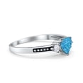 thumbnail image 6 of Heart Promise Ring Lab Created Blue Opal Black Accent 925 Sterling Silver Size 4, 6 of 6