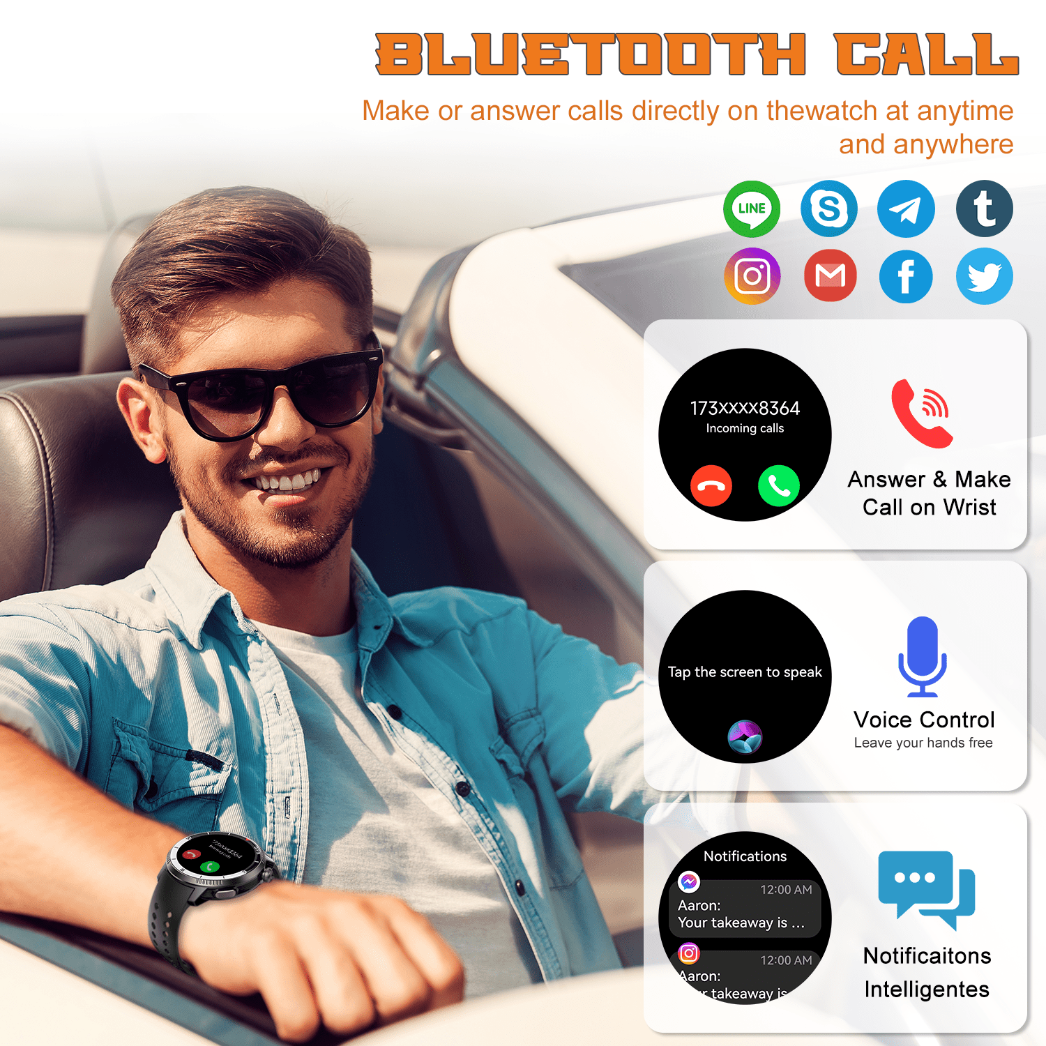GPS Smart Watch(Answer/Make Call), Smartwatch for Men Women, 1.43"HD AMOLED Display, Fitness watch with 170+ Sport Modes, IP68 Waterproof/Pedometer, Activity Tracker for Android iOS