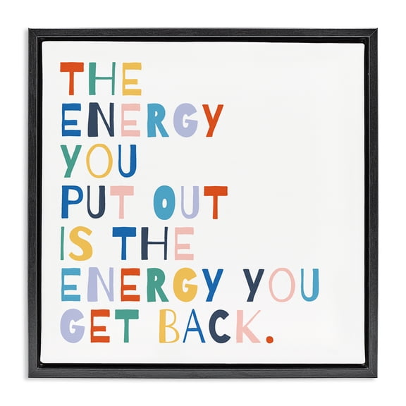 Stupell Industries Modern Motivational Rainbow Phrase Black Floating Frame Canvas Art, 18 x 18, by Moira Hershey