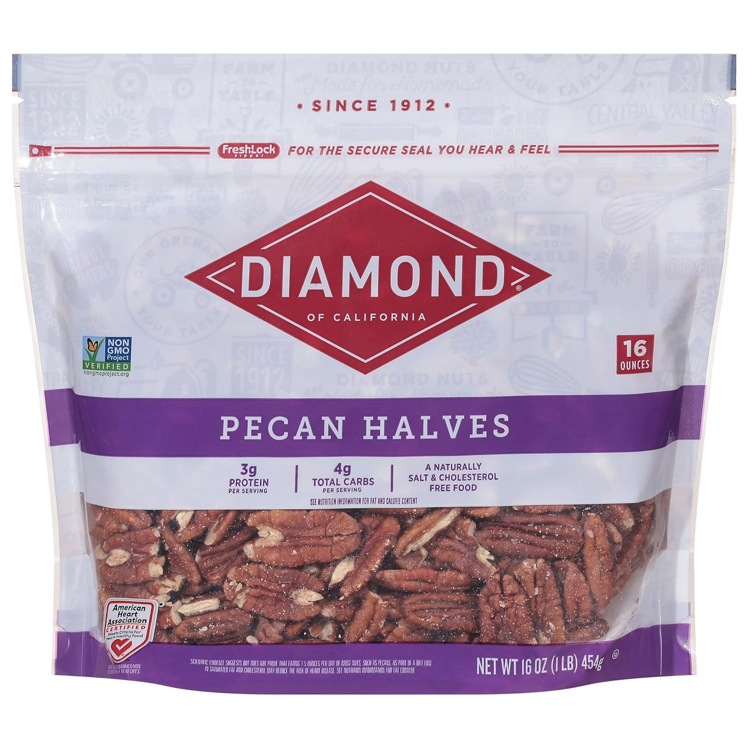 (6 pack) Diamond of California Pecan Halves 16oz
