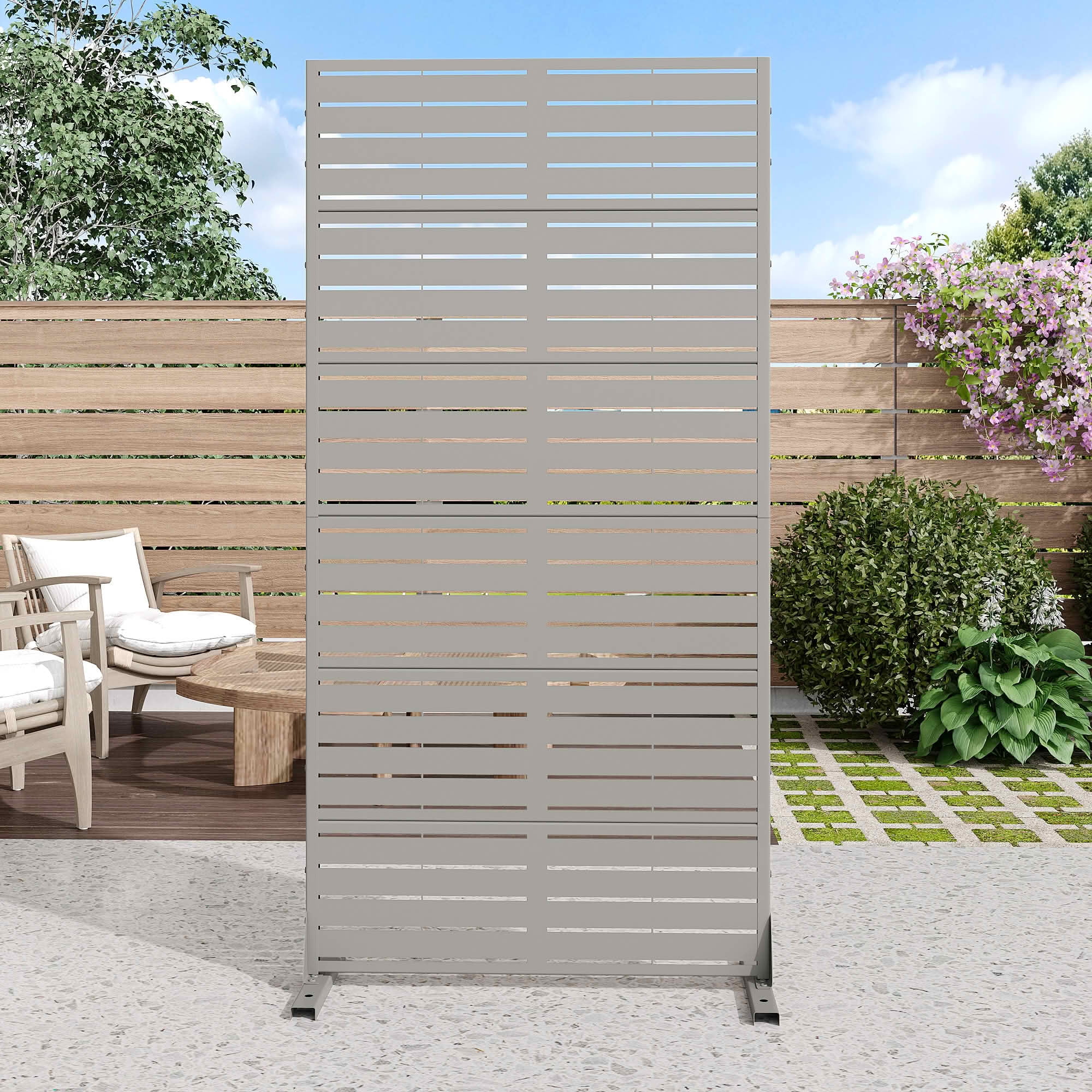 MAYEERTY 72x35x16 Inch Gray Louvered Galvanized Steel Privacy Screen, 6 Piece Set for Outdoor Street