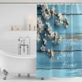 thumbnail image 3 of Farmhouse Wooden Grain Shower Curtain, Waterproof Shower Curtains for Bathroom, Vintage Shabby Chic Flower Blue Washable Fabric Bathtub Curtain Set Bath Decor with 12 Hooks Stall 36"x72", 3 of 8