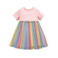 thumbnail image 1 of Qudderr Robe en Tulle pour Filles 2-7 Ans, Manches Courtes, Ligne A, Décontractée, Col Rond, Été, 1 of 9