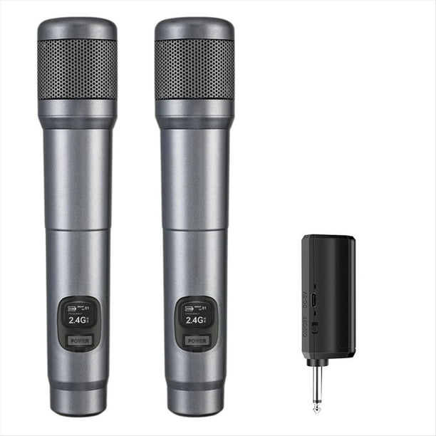 Micrófono Inalámbrico, Micrófono Dinámico de Mano Dual, 40 H de Duración, Alcance de 60 M. Micrófono Profesional para Canto y Karaoke.