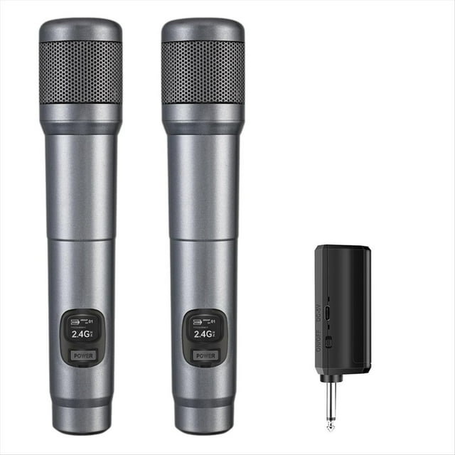Micrófono Inalámbrico, Micrófono Dinámico de Mano Dual, 40 H de Duración, Alcance de 60 M. Micrófono Profesional para Canto y Karaoke.