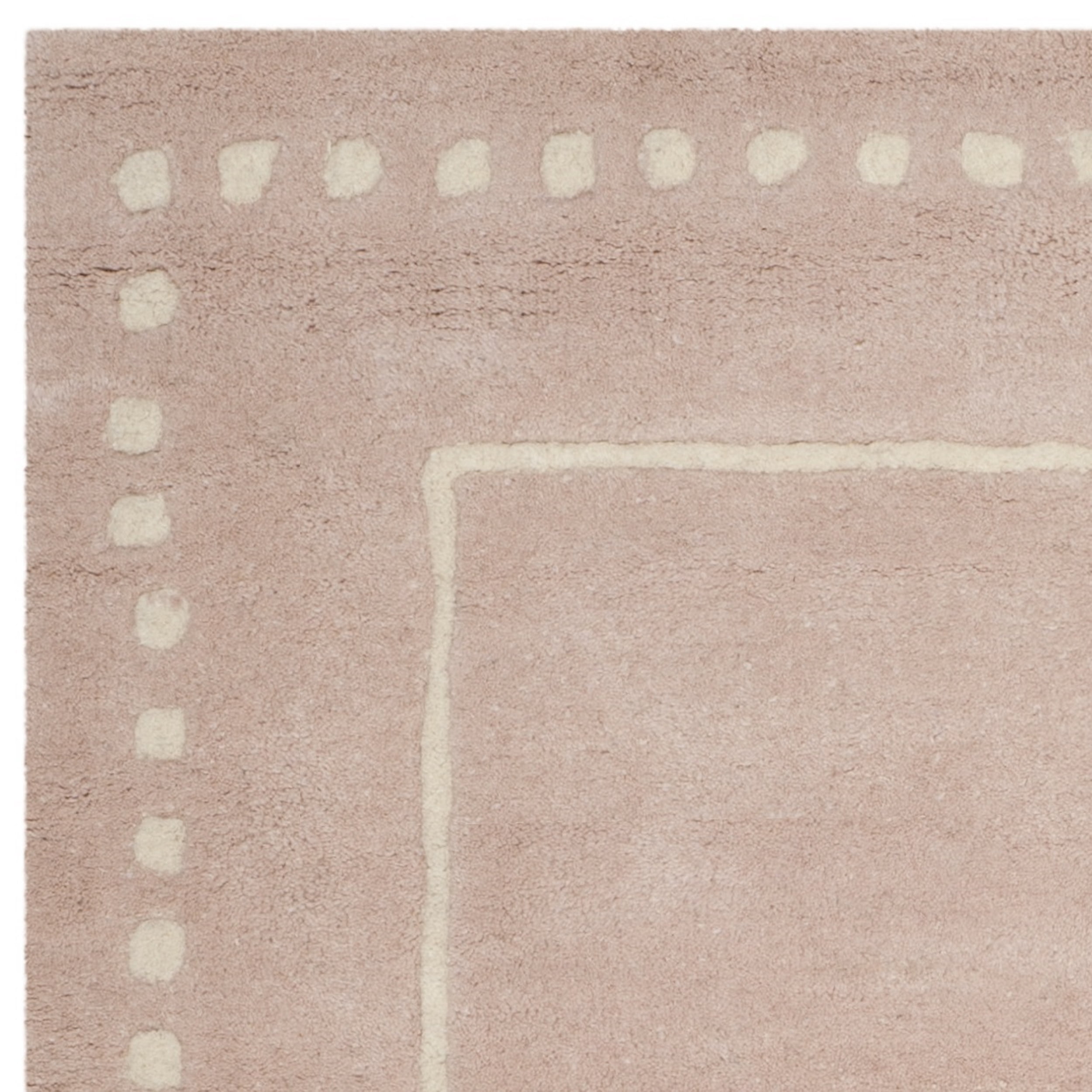 SAFAVIEH Bella Danita Plain Dotted Bordered Wool Area Rug, Light Pink/Ivory, 3' x 5'