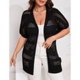 thumbnail image 3 of Women Short Sleeve Crochet Cardigan Plus Size, Open Front Knit Cover-Up, 3 of 5