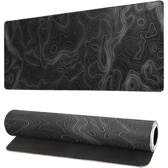 Topographic Contour Extended Big Mouse Pad Large,Gaming Mouse Pad Desk Pad,27.6x11.8 Inch Long Computer Keyboard Mouse Mat Mousepad with m Non-Slip Base and Stitched Edge for Gaming and Office