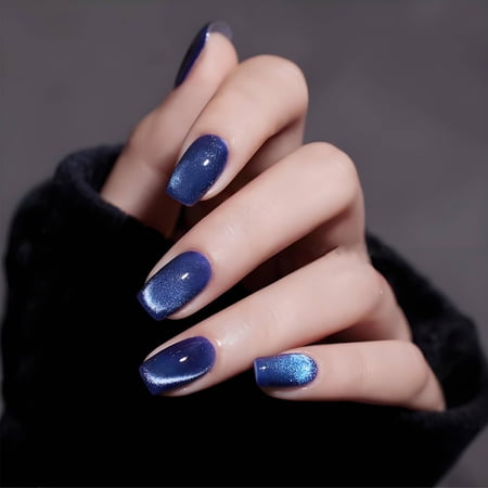 RAGUPEL 2026 New Press on Nails Short,Skin Brightening Almond Nail Tips,Radiant Flattering Effect Press on Nails Kit,Blue