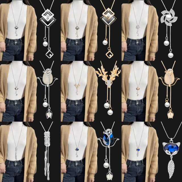 Collar de cadena de suéter de payaso de cristal para mujer, estilo coreano, con cadena de suéter para ropa, colgante de borla larga