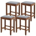 thumbnail image 1 of Gymax 4 PCS Upholstered Bar Stools Wooden Counter Height Chairs Dining Walnut, 1 of 6