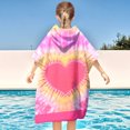 thumbnail image 3 of Kids Hooded Beach Towels Wrap for 4-12 Years,Cute Tie-dye Heart Theme Girls Swim Cover Up for Bathroom，27"x33" Quick Dry Red Bath Towel Poncho,Perfect for Travel Vacation,Pool Party,Swimming, 3 of 7