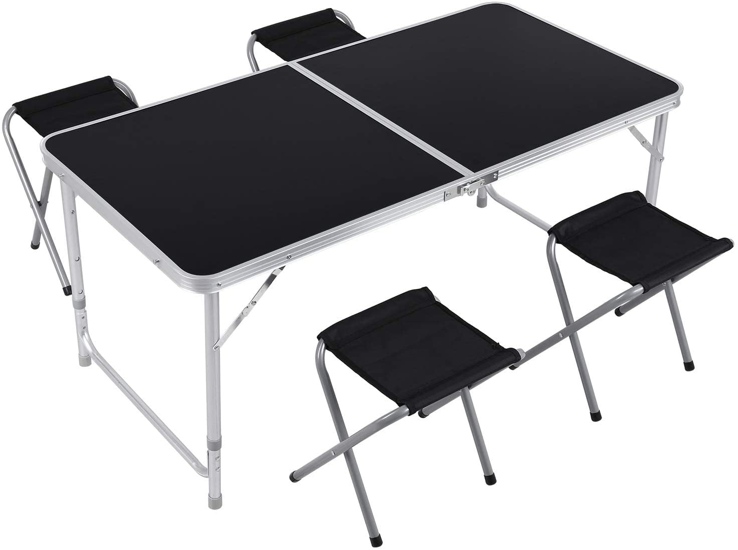 Folding Camping Table And 4 Chairs Picnic Set Aluminum frame with MDF