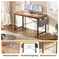 thumbnail image 4 of CONCETTA 47 Inch Computer Writing Desk with Storage Bag, Steel Frame for Home Office Study, Brown, 4 of 8