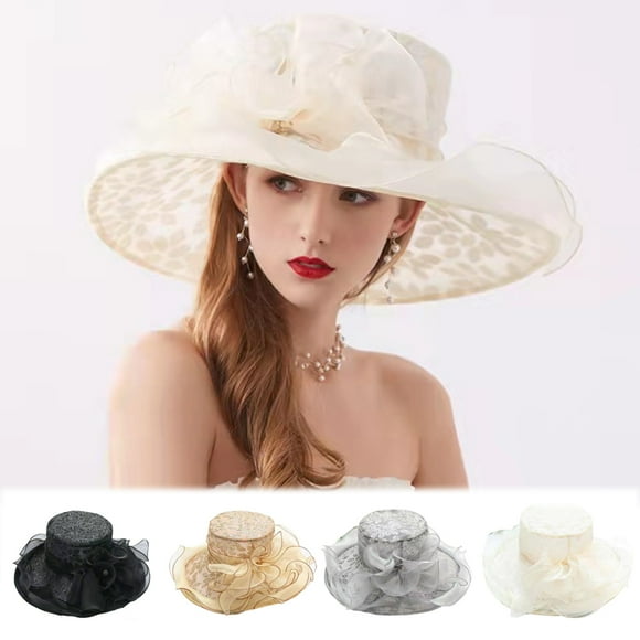 Meidiya Summer Women's Organza Church Fascinator Bridal Tea Party Wedding Hat Flower Sequins Women's Fascinator Hat